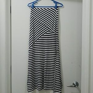Navy and White Striped Maxi with Slits